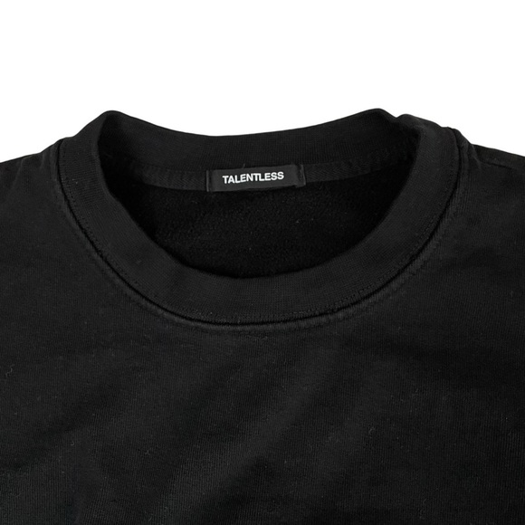 Talentless Dolman Crop Crewneck Pullover Sweatshirt Black - Picture 6 of 12